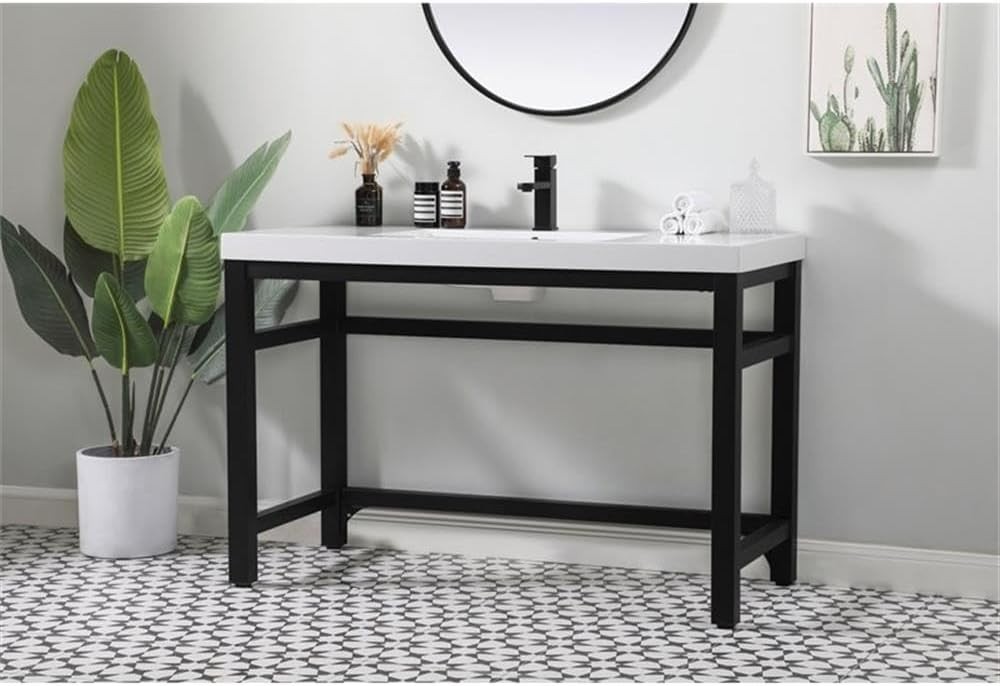 Elegant Lighting VF14548BK Ada Compliant Single Bathroom Metal Vanity in Black