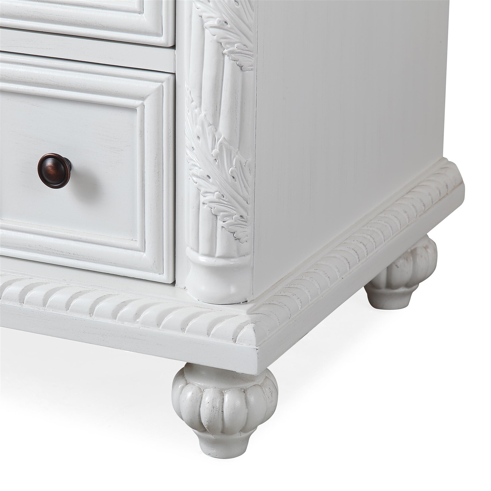36″ Carrara White Marble Top Bathroom Single Vanity Cabinet – Left Side Sink