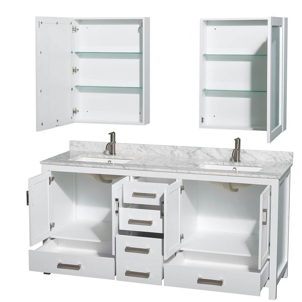 Wyndham Collection WCS141472DUNSMED Sheffield 72″ – Espresso / White Carrara