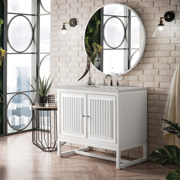 36″ James Martin Athens E645-V36-GW-3VSL Vanity Cabinet Victorian Silver Top