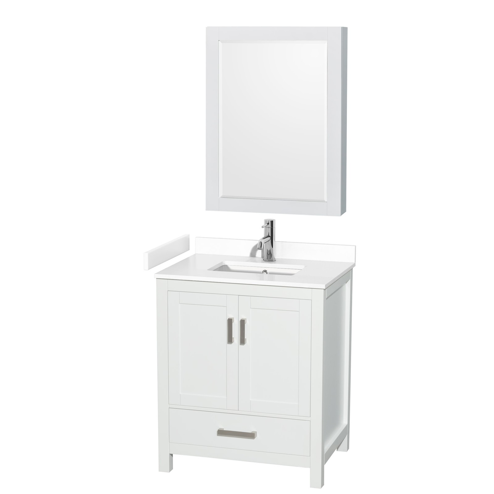 Wyndham Collection WCS141430S-VCA-MED Sheffield 30″ – White / White Cultured