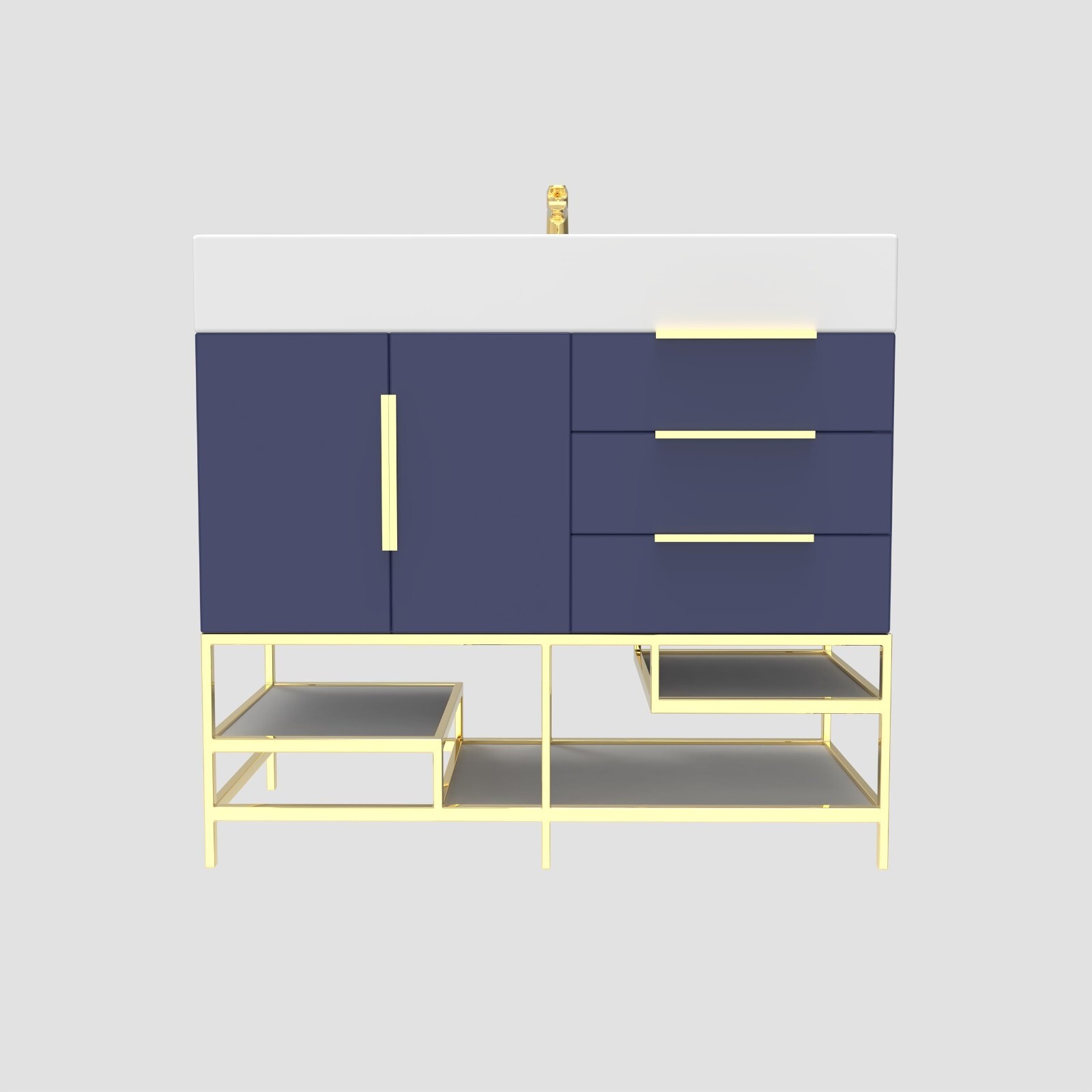 48″ Bathroom Vanity Cabinet with Sink with Aluminum Alloy Frame and Drawers