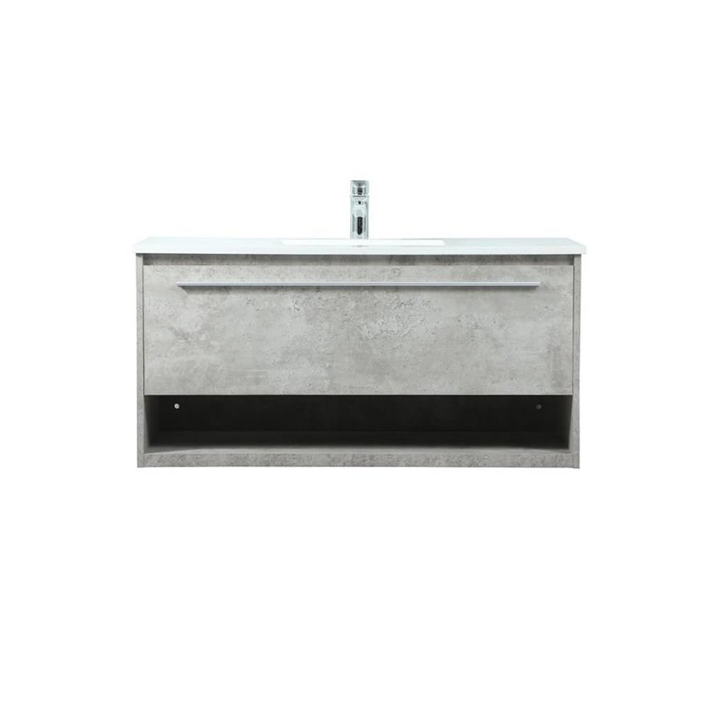 Elegant Decor Roman 40″ Aluminum Alloy MDF Single Bathroom Vanity in Gray