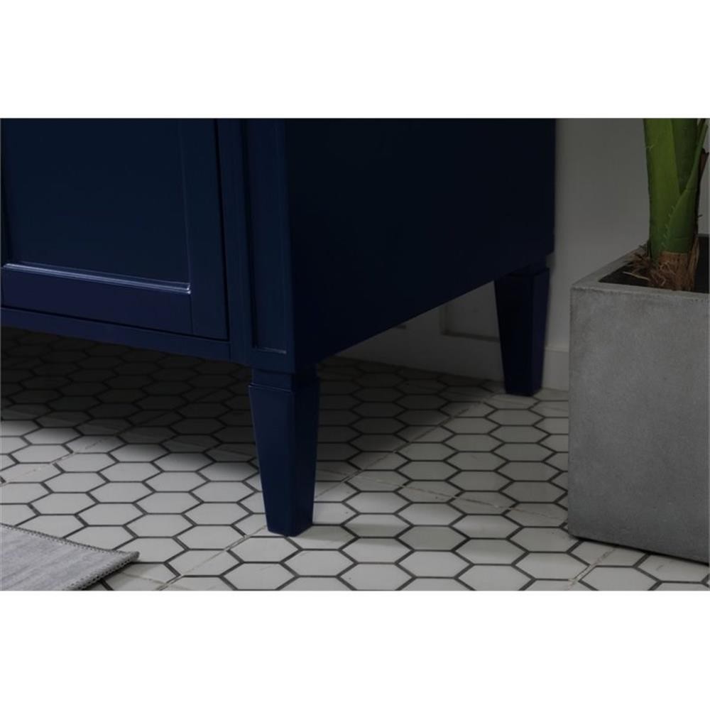 Elegant Decor Park Avenue 72″ Metal MDF Marble Double Bathroom Vanity in Blue