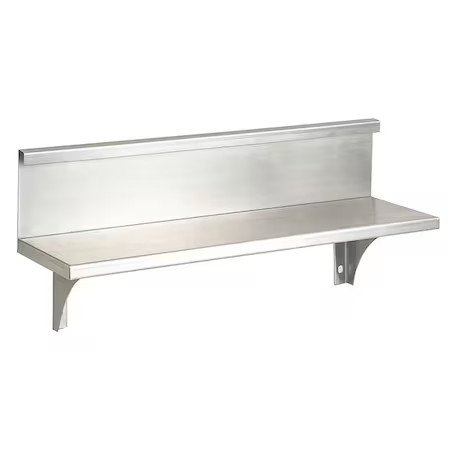 Zoro Select 4Wmj9 Utility Shelf W/Backsplash, 8-1/8X18x5in, 4Wmj9