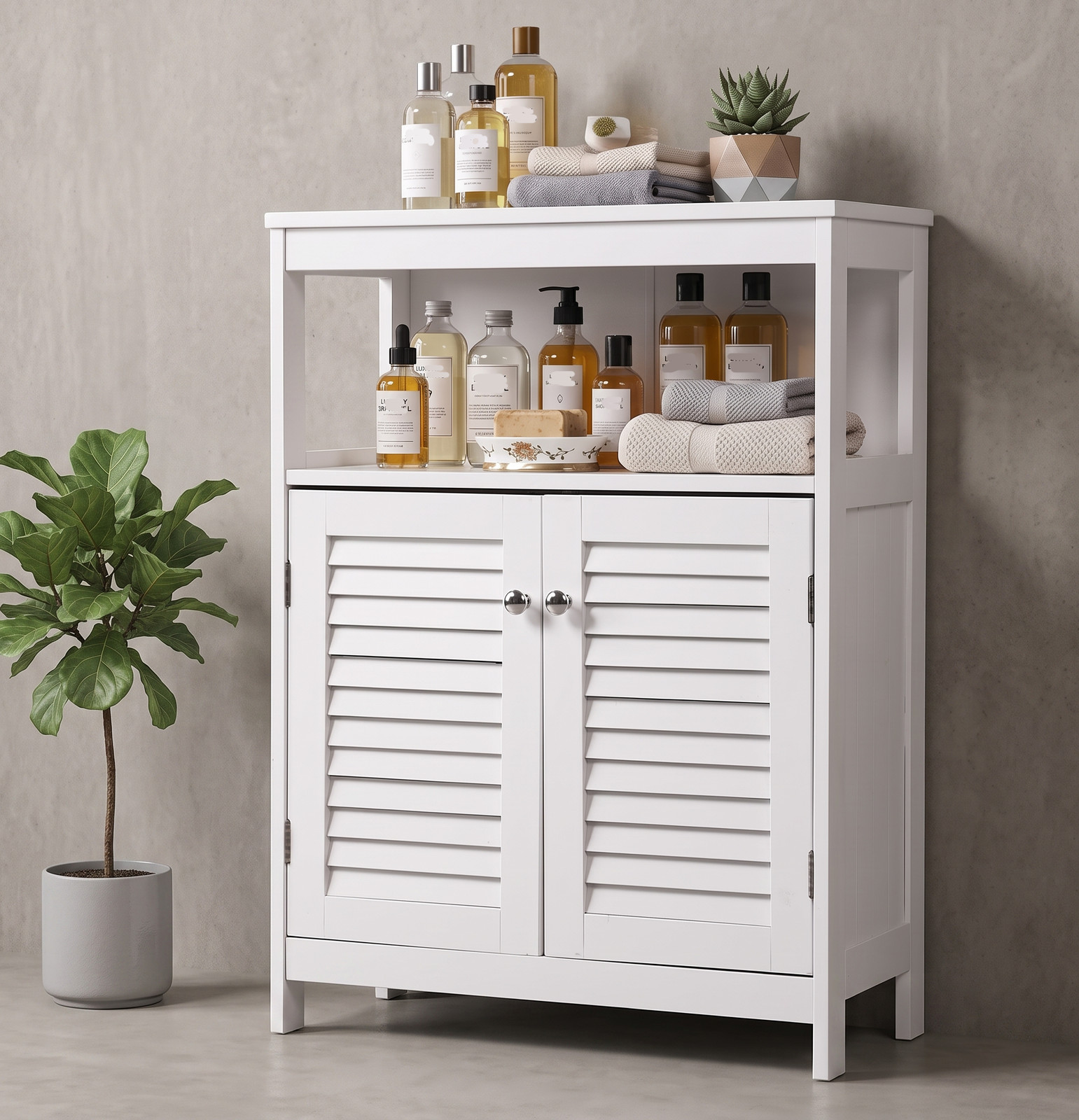Bathroom Storage Cabinet Premium Painted MDF Smooth Humid Resistant Floor Unit