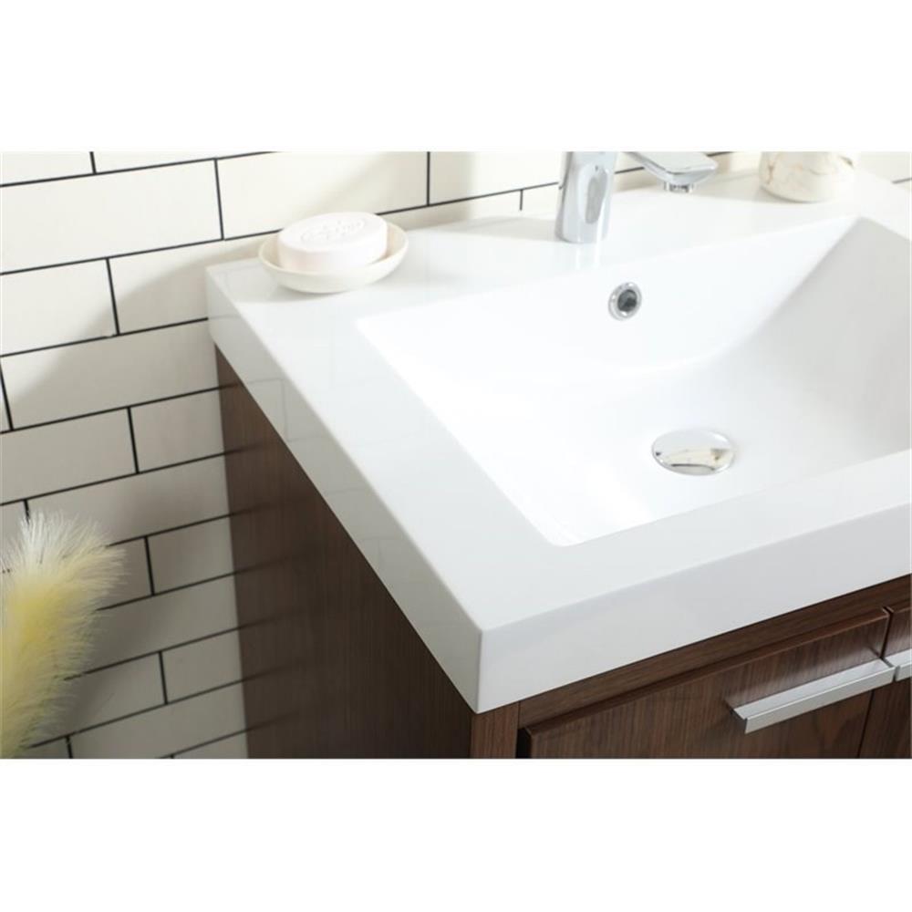 Elegant Decor Wyatt 24″ Aluminum Alloy and MDF Single Bathroom Vanity in Walnut