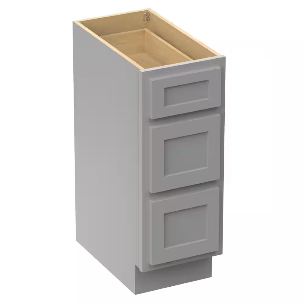 12 In. W X 21 In. D X 32.5 In. H 3-Drawers Bath Vanity Cabinet Only in Gray (Una