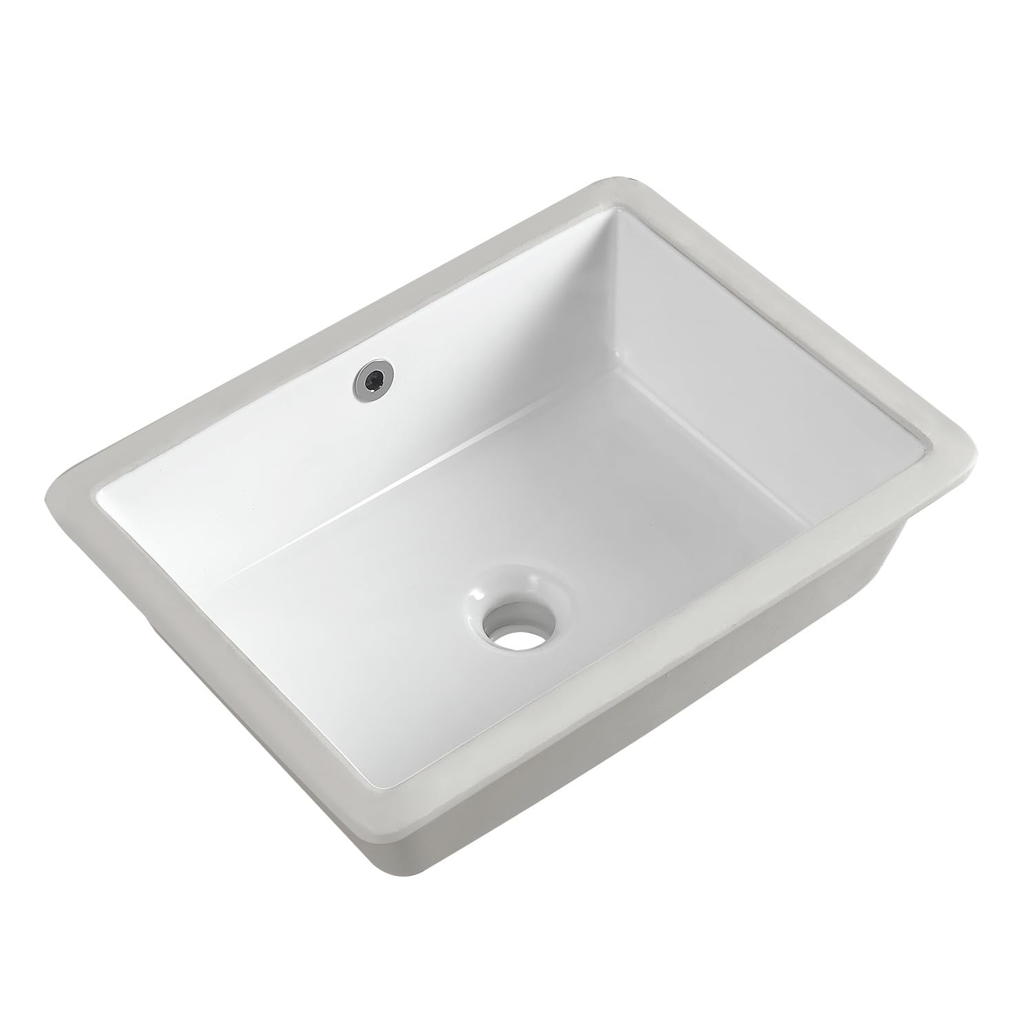 18″ White Ceramic Undermount Bathroom Sink with Overflow, Rectangle Design