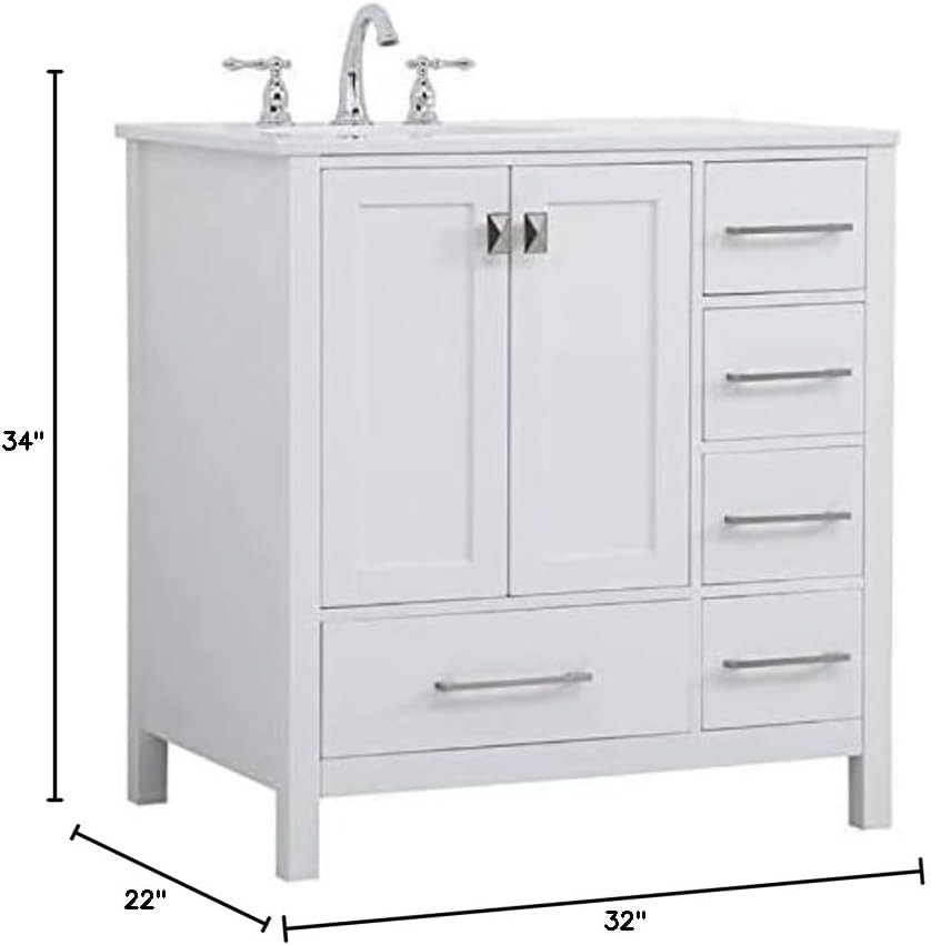 Elegant Lighting VF18832WH 32 inch Single Bathroom Vanity in White