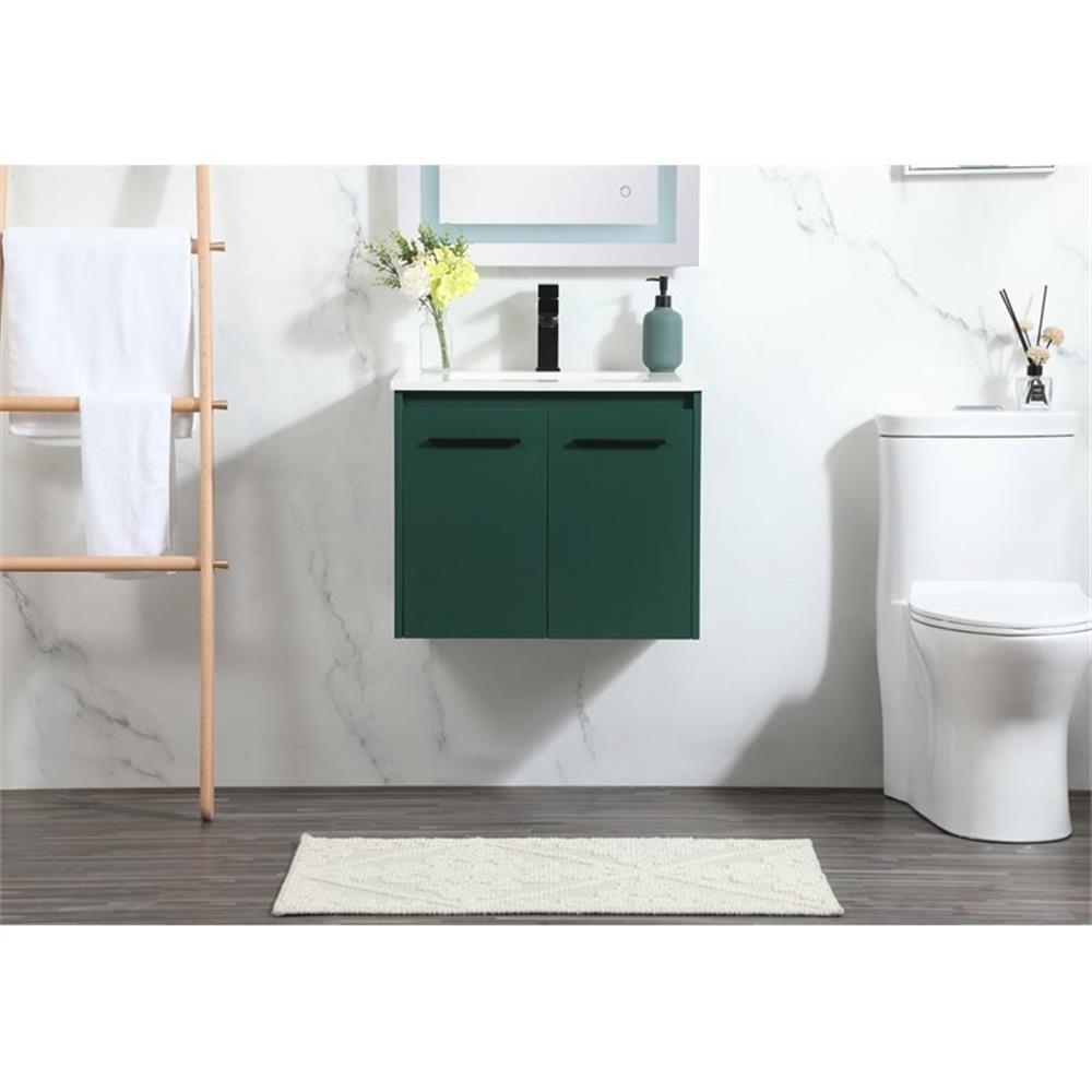 Elegant Decor Penn 24″ Aluminum Alloy MDF Single Bathroom Vanity in Green