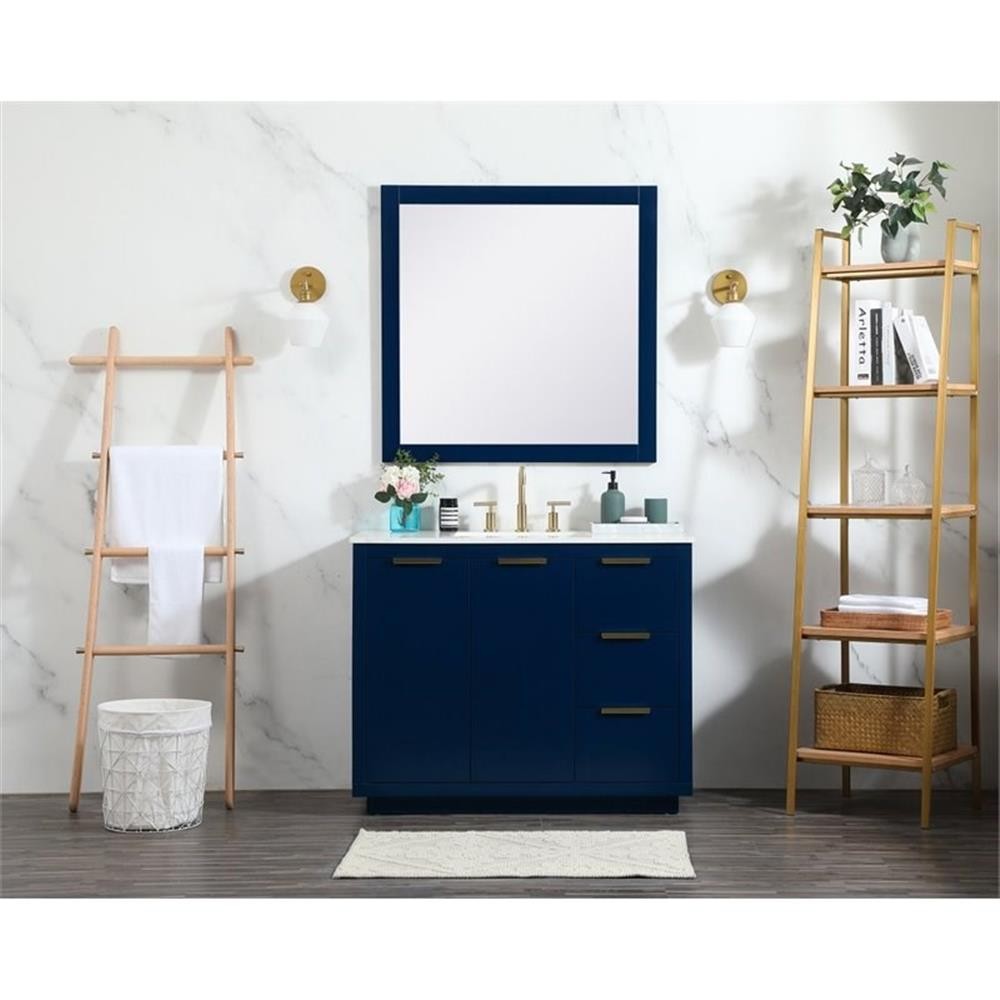 Elegant Decor Blake 42″ Aluminum Alloy MDF Single Bathroom Vanity in Blue