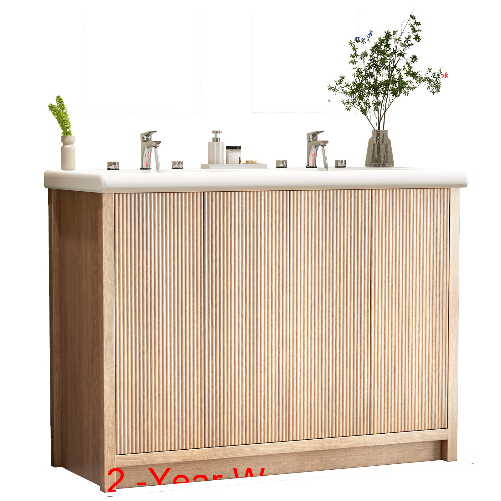 47.3 Inch Modern Bathroom Vanity and Double Ceramic Sinks Storage Cabinet Drawer