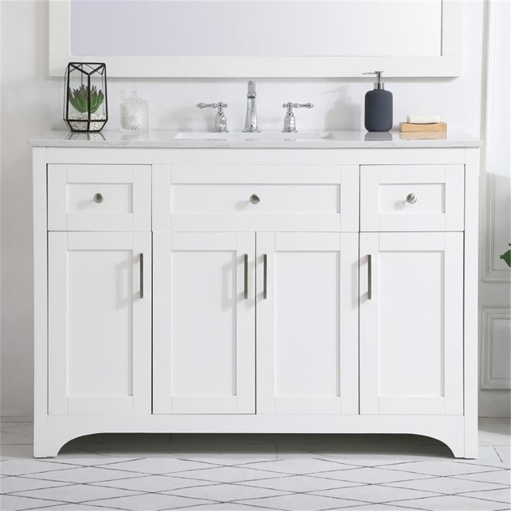 Elegant Decor Moore 48″ Single Quartz Top Bathroom Vanity in White