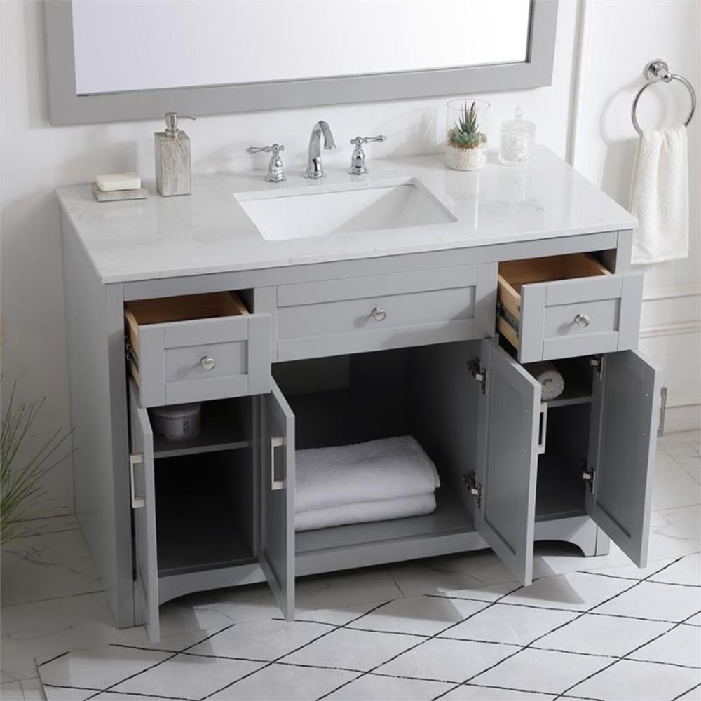 Elegant Decor Moore 48″ Single Quartz Top Bathroom Vanity in Gray