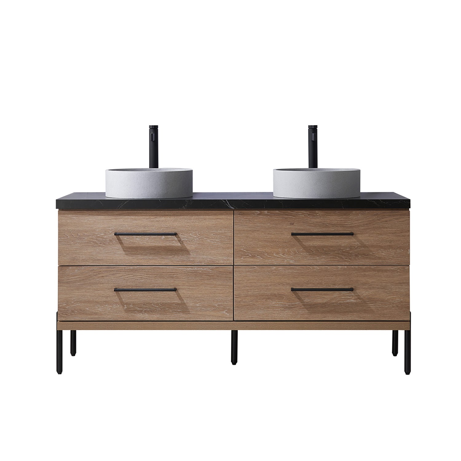 Miseno MV-NM-705160C Trento 60″ – North American Oak / Black