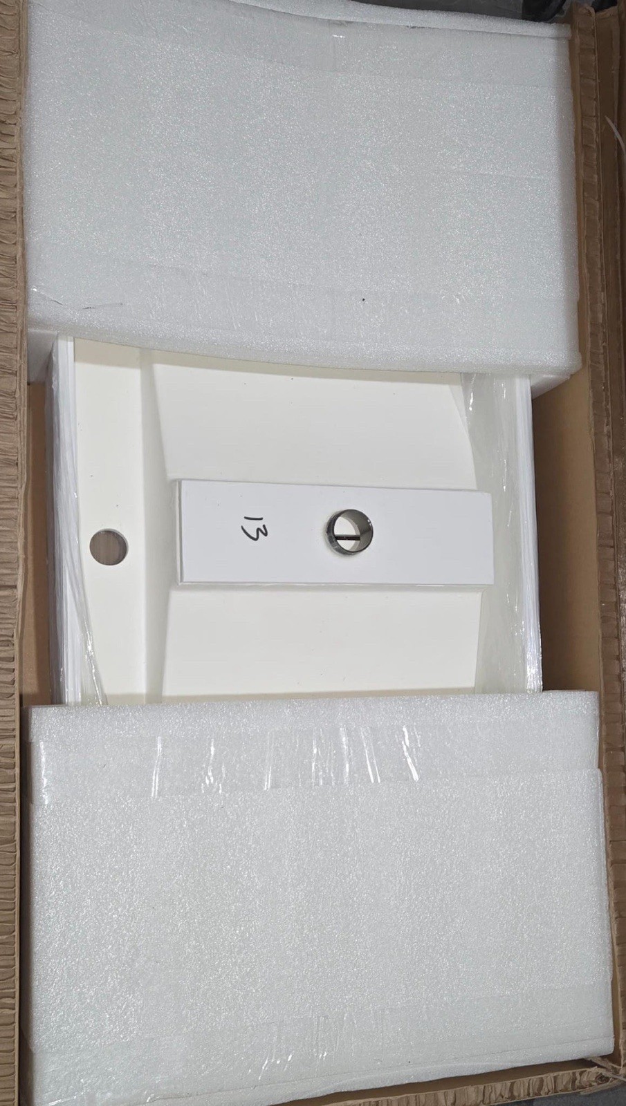 Matte White Wall-Mount Floating Sink Solid Surface Stone Resin Bathroom