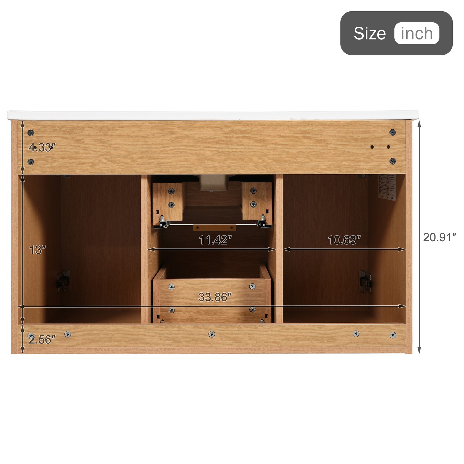 36 Inch Single Sink Bathroom Vanity with Ceramic Top, MDF Cabinet