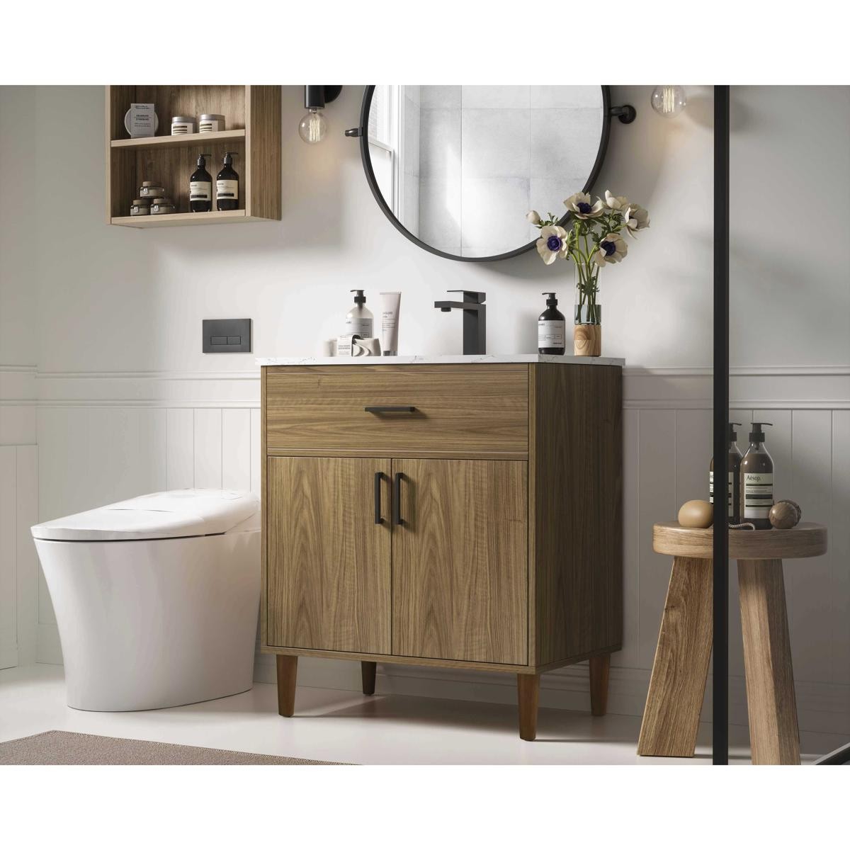 Elegant Lighting VF25030WB Chandler Vanity Walnut Brown