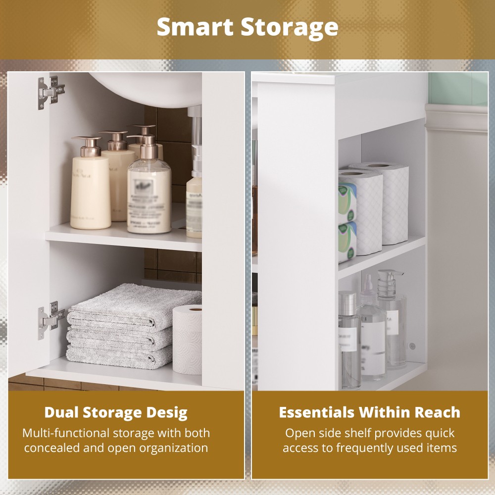 Wall Mounted Bathroom Cabinet with Side Cabinet Combo Soft Closing Door