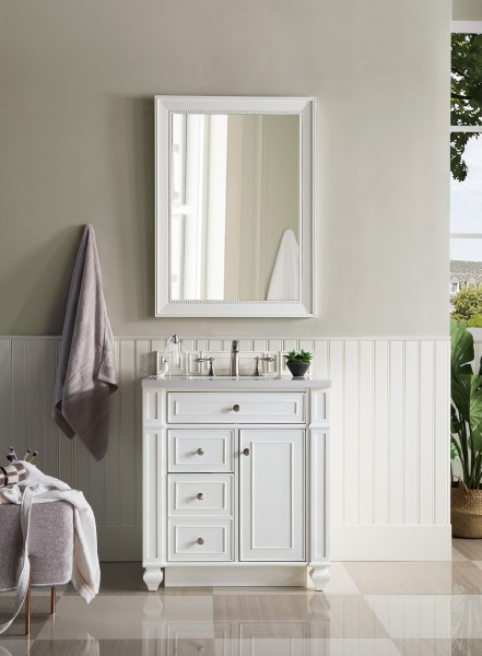 30″ James Martin Bristol 157-V30-BW-3WZ Vanity Cabinet White Zeus Silestone Top
