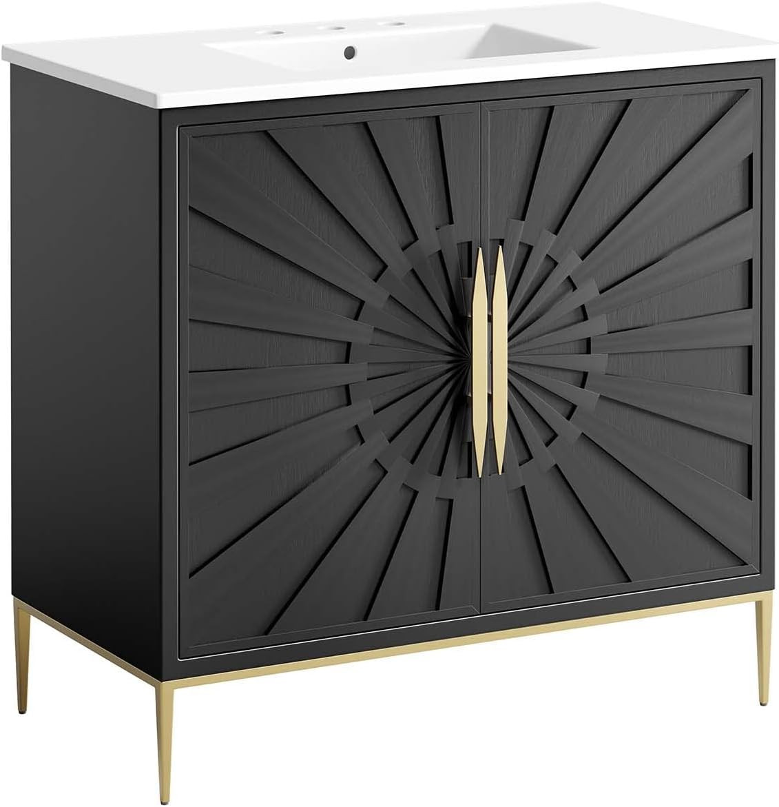 36″ Awaken Bathroom Vanity Cabinet in Elegant White and Black Finish