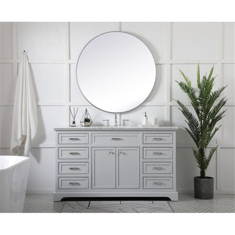 Elegant Decor Americana 60″ Metal MDF Marble Single Bathroom Vanity in Gray