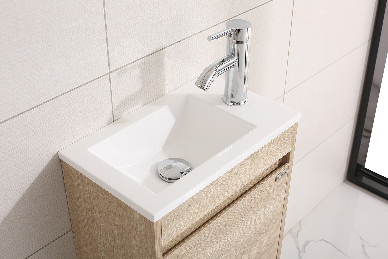 16″ Bathroom Vanity Wall Mounted Cabinet w/Sink Faucet Combo for Small Room