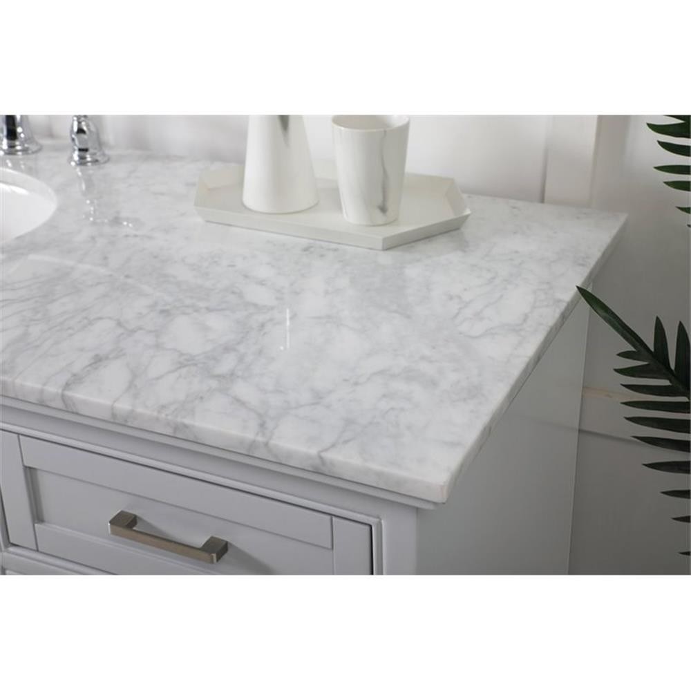 Elegant Decor Americana 60″ Metal MDF Marble Single Bathroom Vanity in Gray
