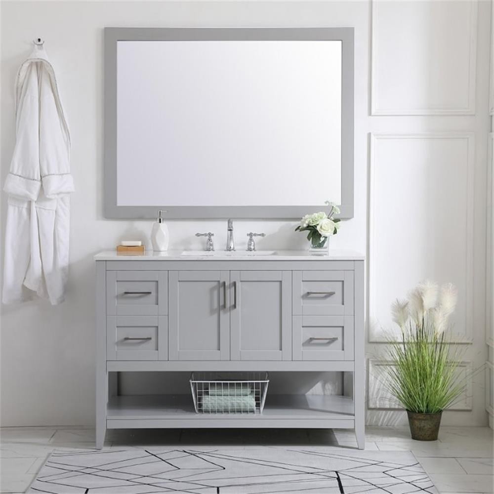 Elegant Decor Aubrey 48″ Single Quartz Top Bathroom Vanity in Gray