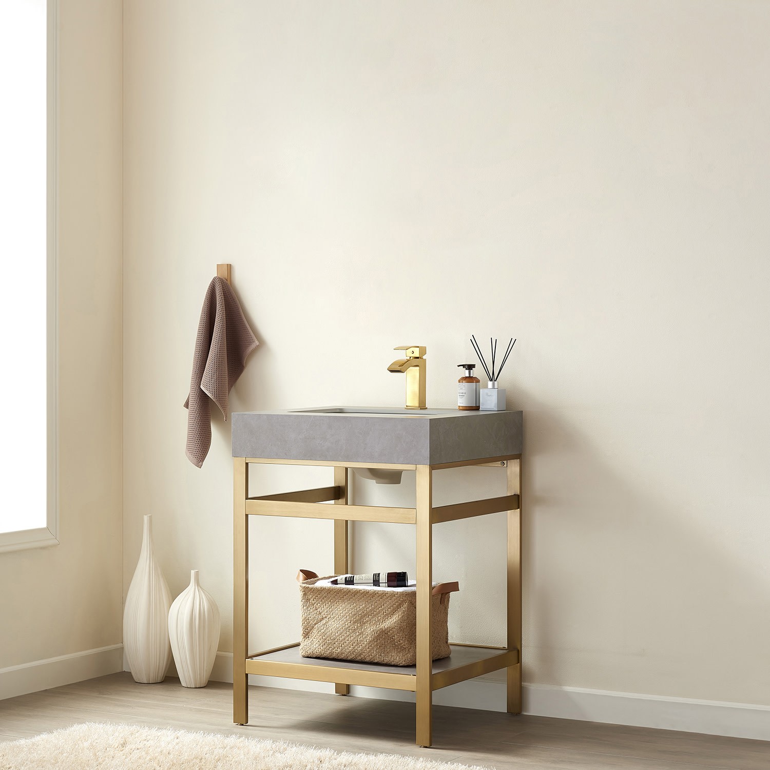 Miseno MV702524-NM Funes 24″ – Brushed Gold / White