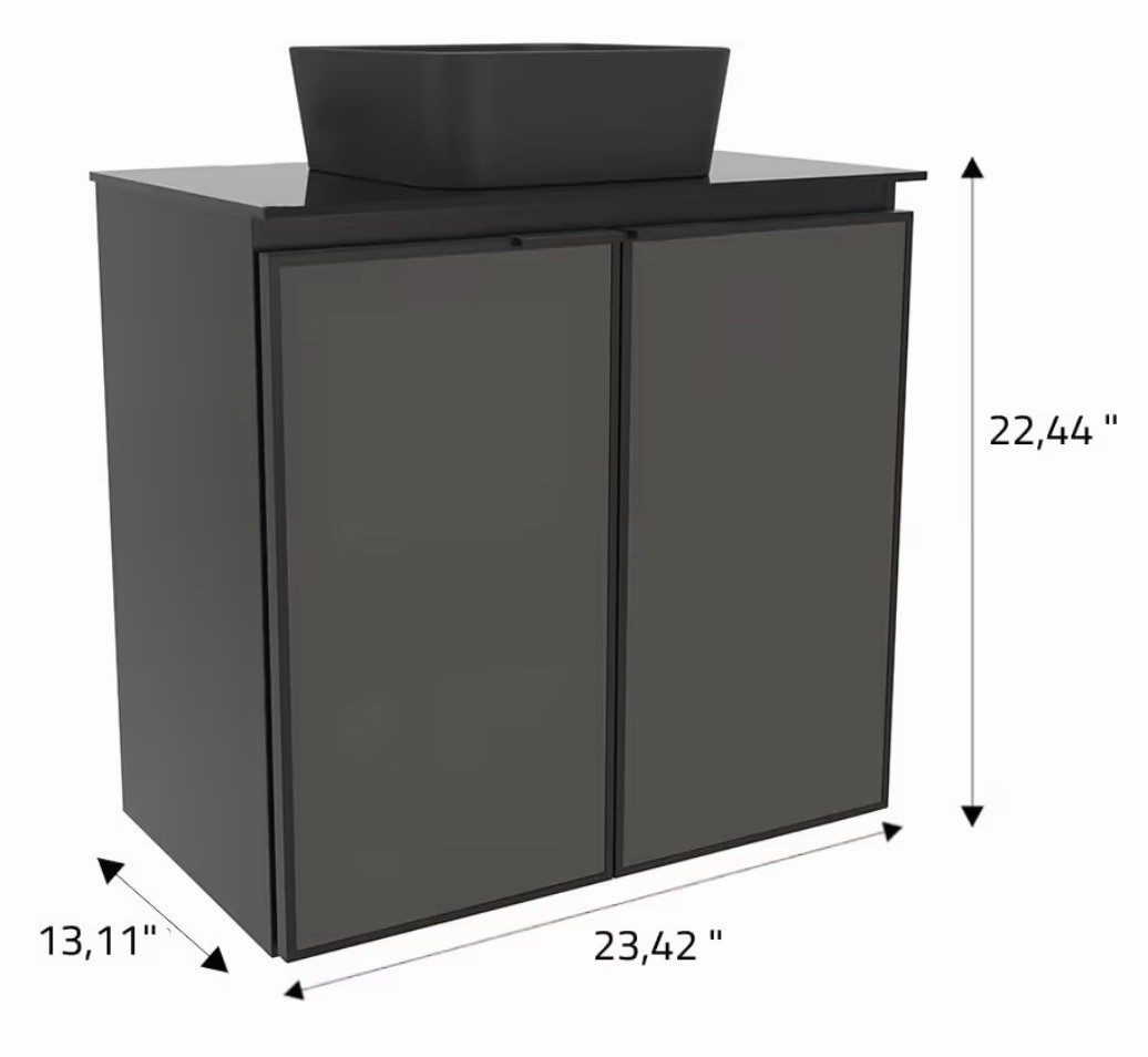 COZIMAX Umbu Combo Black Steel Bathroom Vanity Set 24″