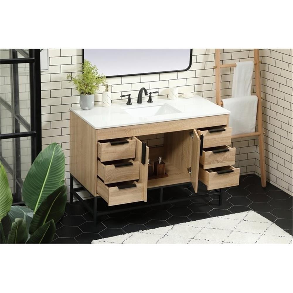 Elegant Decor Eugene 48″ Aluminum Iron MDF Single Bathroom Vanity in Mango Wood