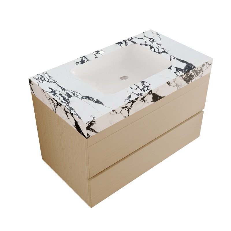 29.9″ Modern Floating Bathroom Vanity with Faux Marble Top and Ceramic Sink
