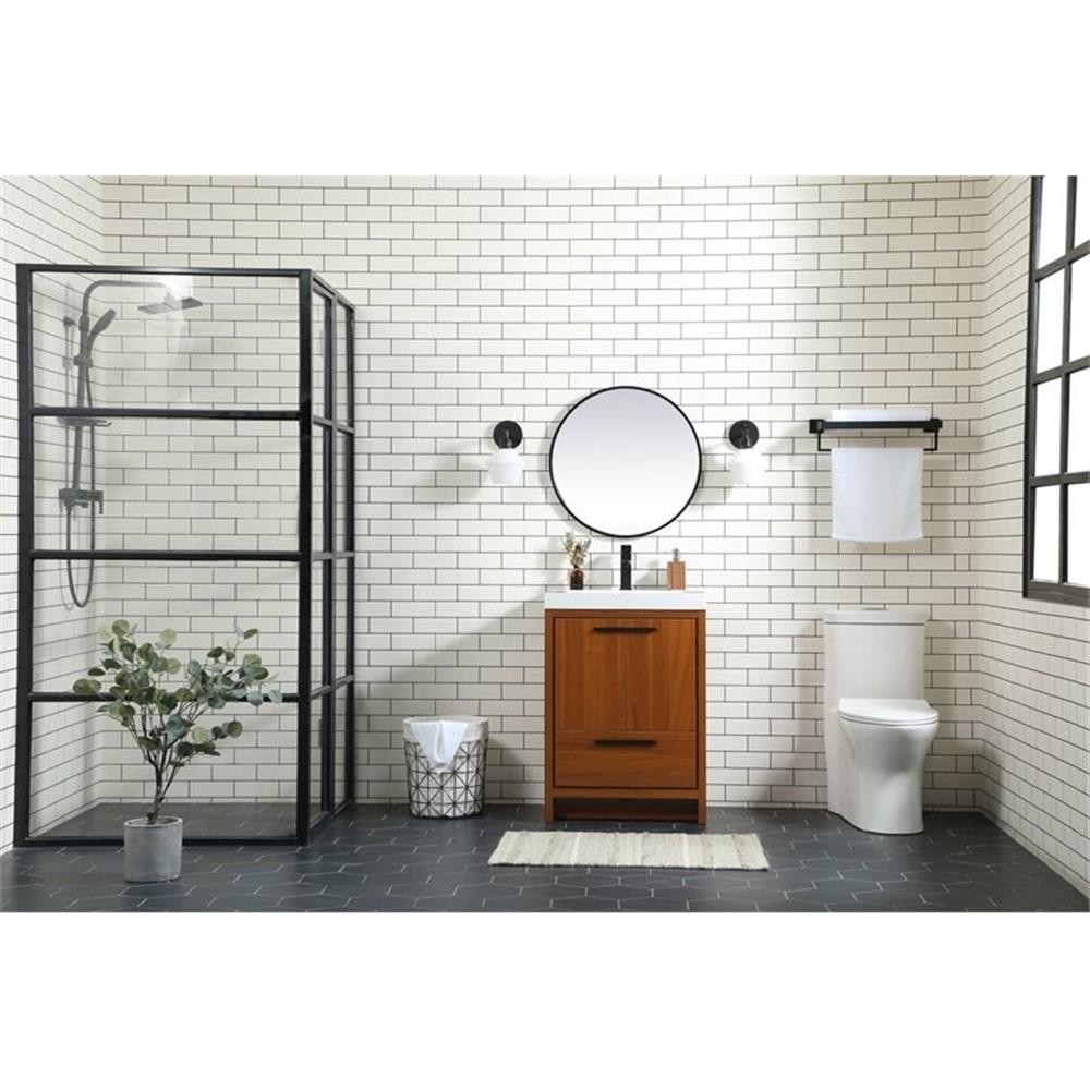 Elegant Decor Wyatt 24″ Aluminum Alloy and MDF Single Bathroom Vanity in Teak
