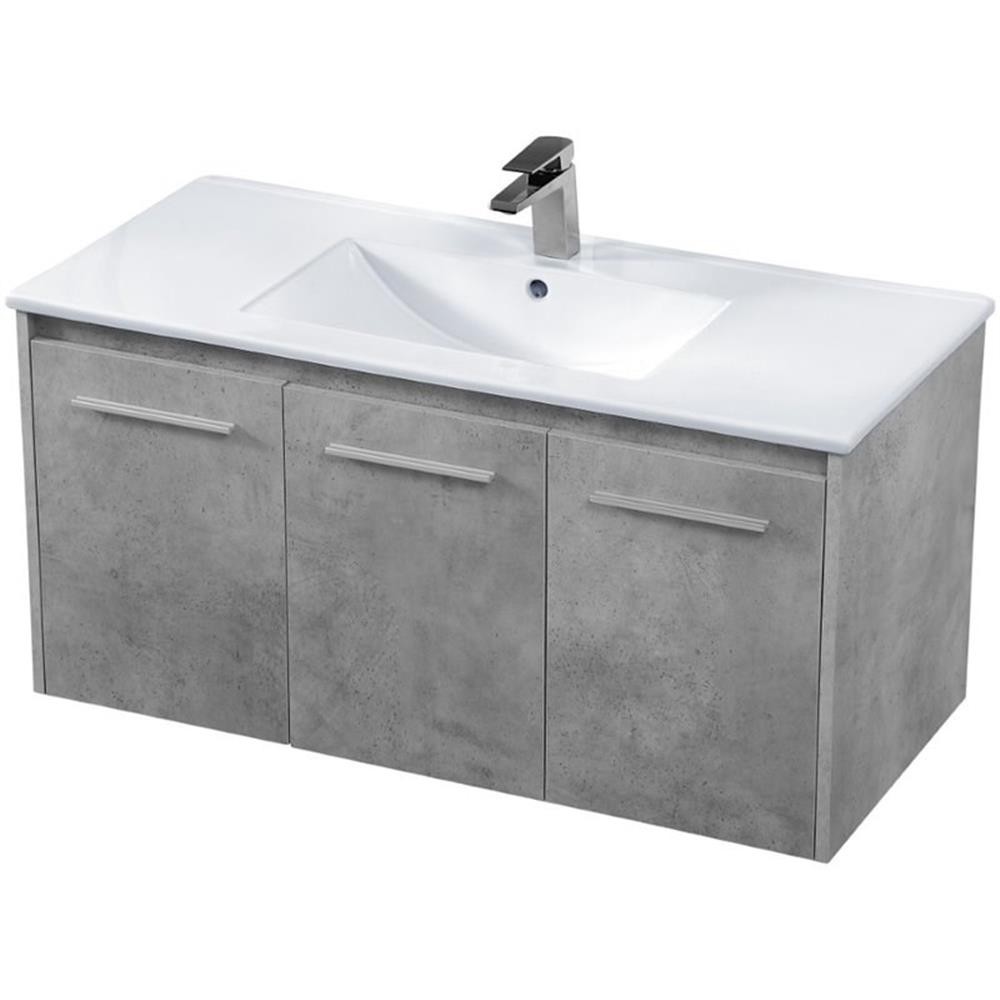 Elegant Decor Rasina 40″ Single Porcelain Top Floating Bathroom Vanity in Gray