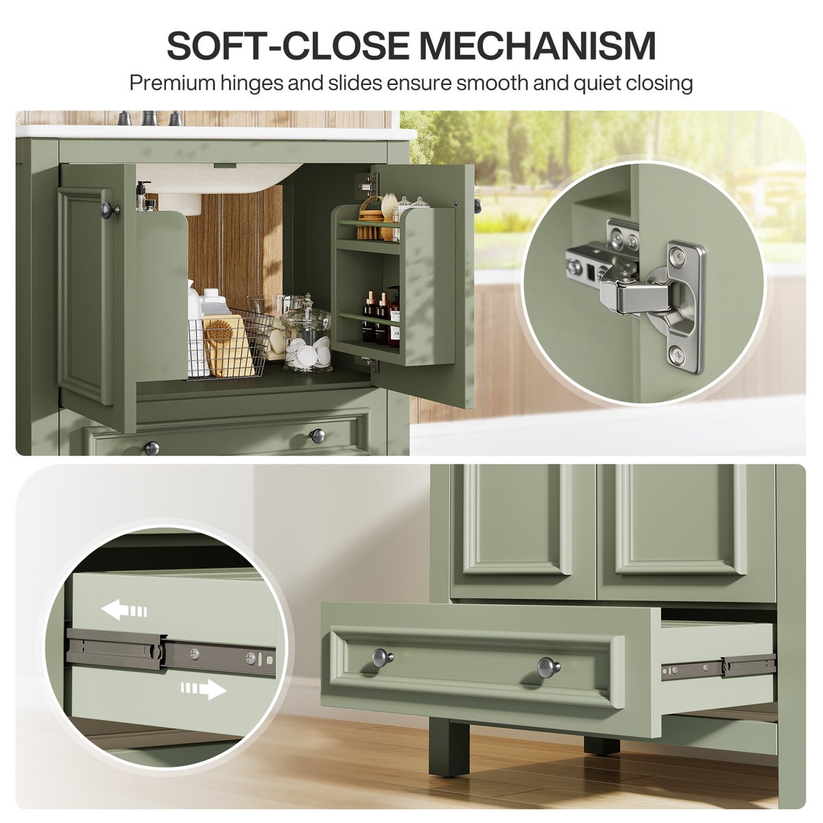 30″Bathroom Vanity Freestanding with Ceramic Sink, Storage Cabinet, Pop Up Drain
