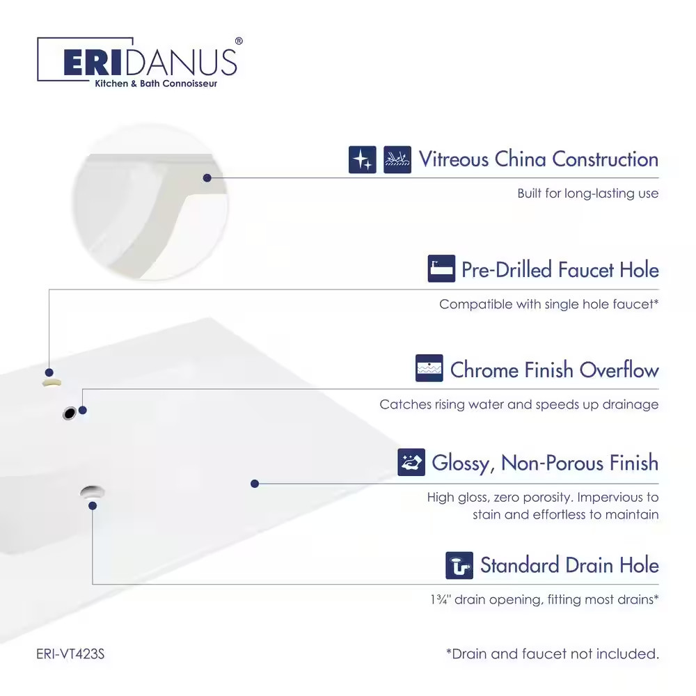 Dayton 31 In. W X 22 In. D Vitreous China Vanity Top in White with Single Faucet