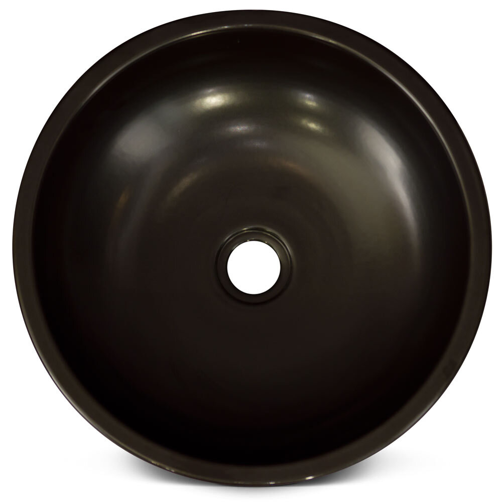 US Seller – 16in Black Chinoiserie Motif Oriental Porcelain Basin