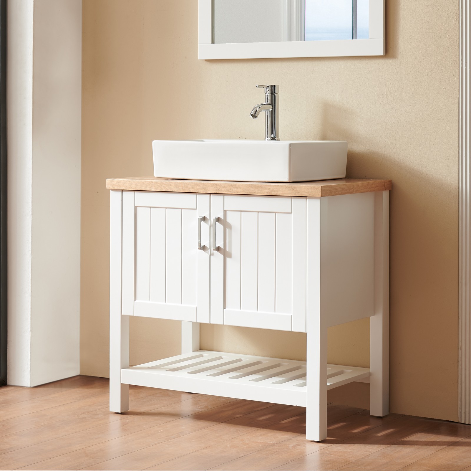 32″ Bathroom Vanity with Sink,Bathroom Vanity Cabinet with Doors and Open Shelf