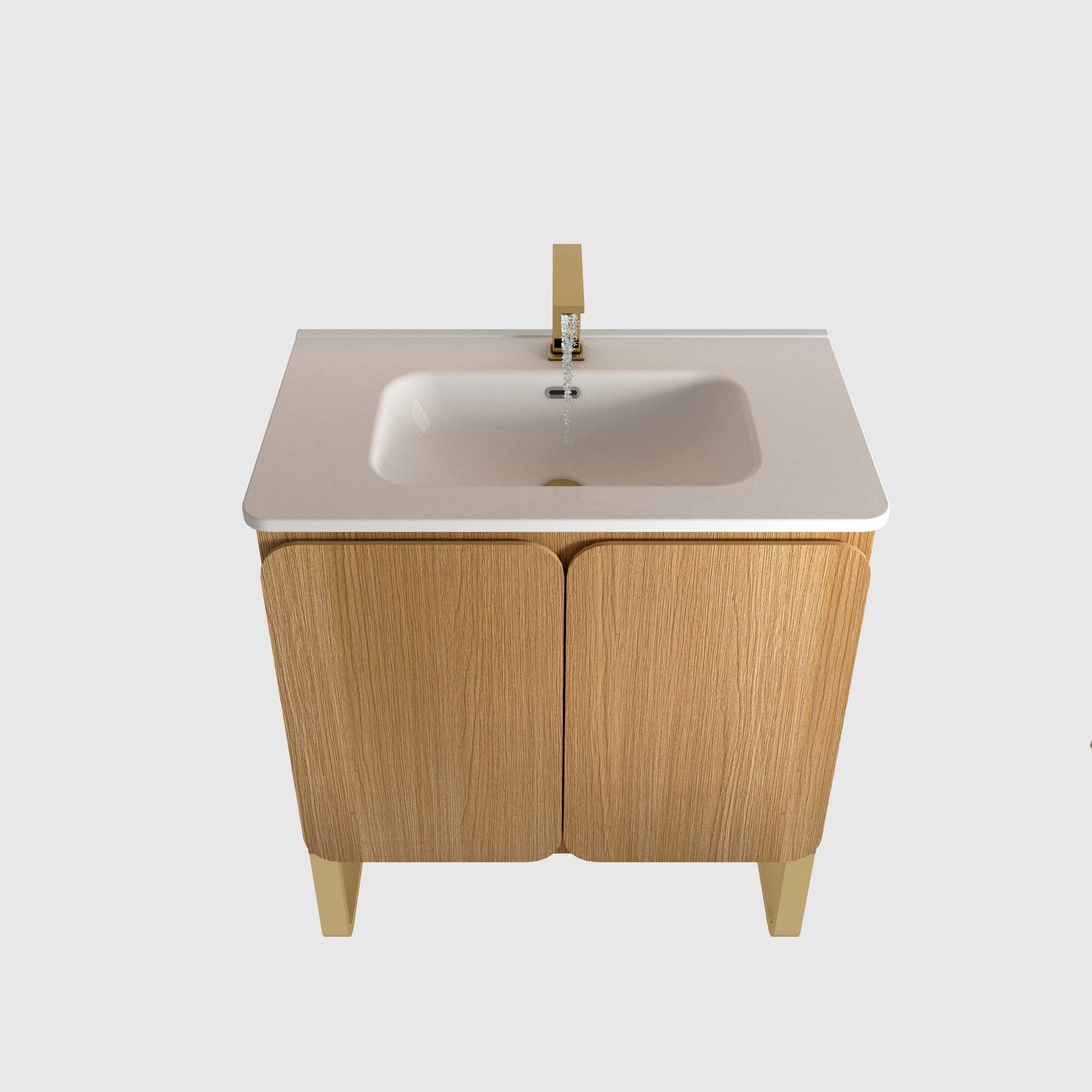 Light Oak 30″ Modern Bathroom Vanity with Ceramic Sink & Storage