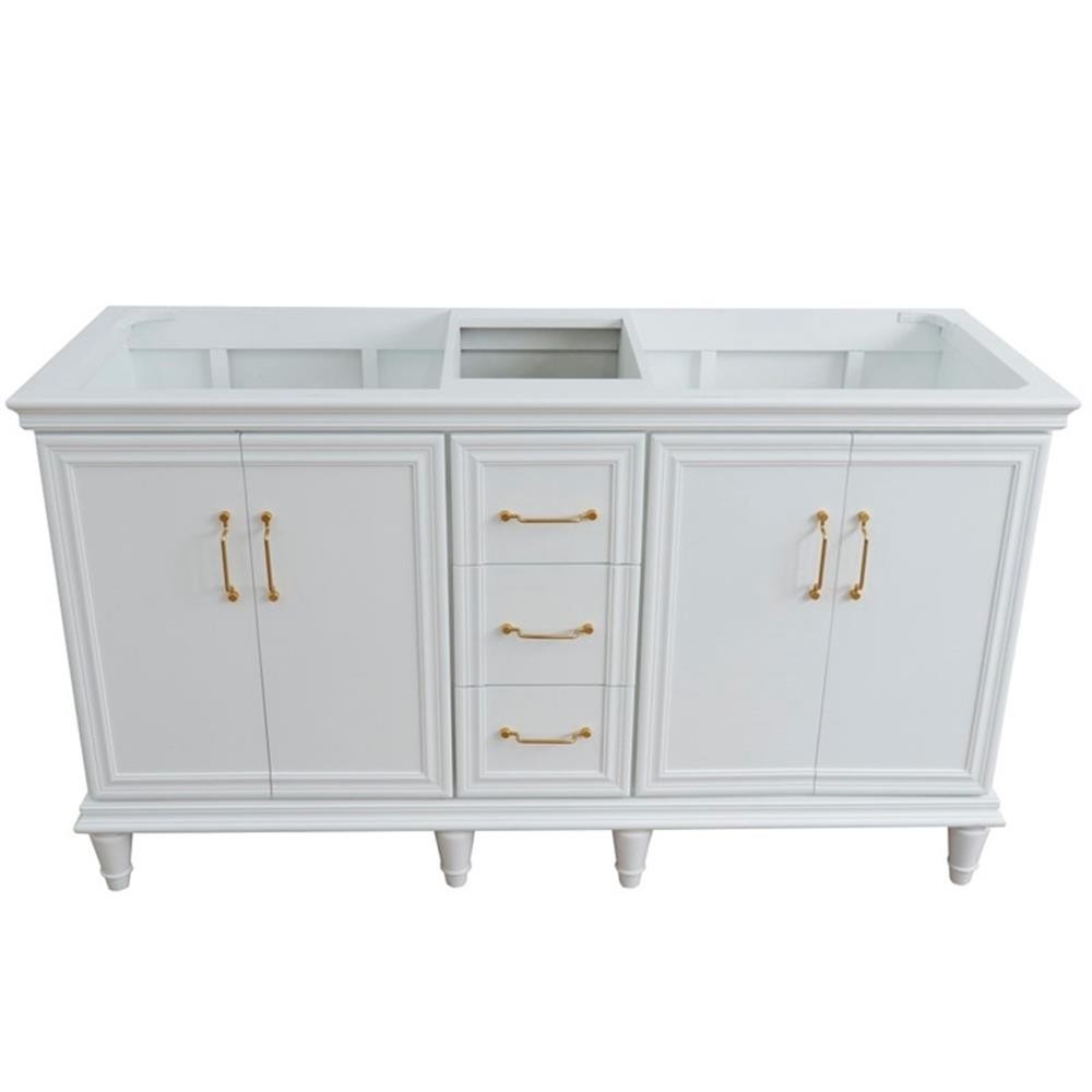 60 in. Double Wooden Vanity White Finish Cabinet Only