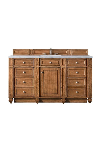 60in James Martin Bristol 157-V60S-SBR-3CAR Carrara Marble Single Vanity Cabinet