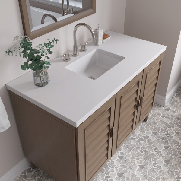 48″ James Martin Portland 620-V48-WW-3WZ Vanity Cabinet White Zeus Silestone Top