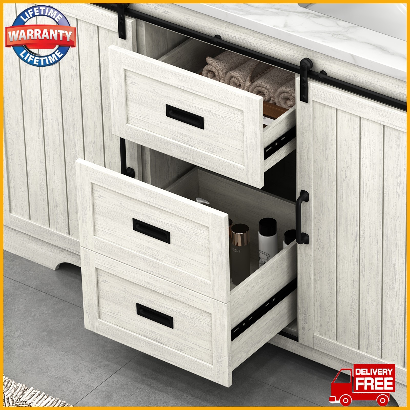 47″ Bathroom Vanity with Sink Combo Freestanding Bath Storage Cabinet w/ Drawers