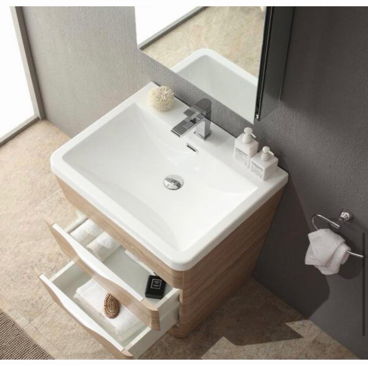 Fresca Milano Single Sink Bathroom Vanity White Oak 25.5″ Freestanding, 2 Soft …