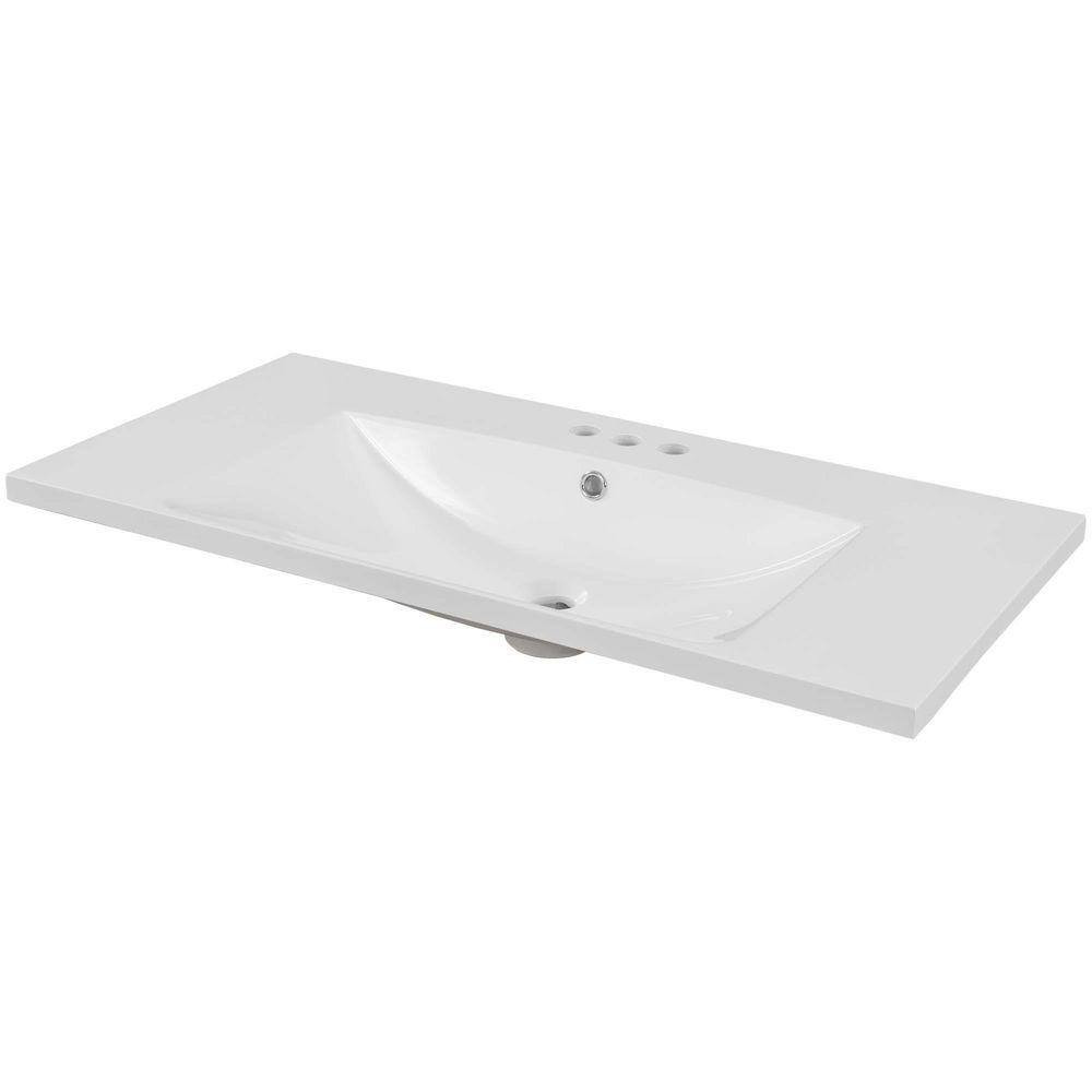 36 In. W X 18.03 In. D X 6.61 In. H Freestanding Bath Vanity Bathroom Sink in Wh