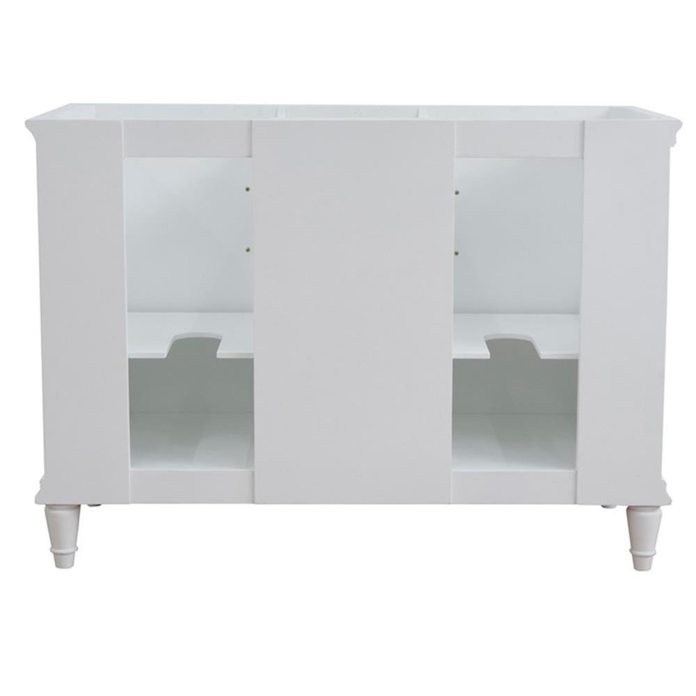 49 in. Double Wooden Vanity White with White Carrara Oval Sink