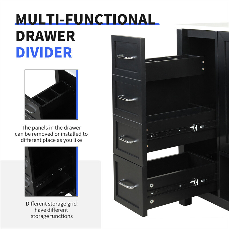 36″ Black Bathroom Vanity with Sink Top,Vanity Cabinet with 2 Doors & 2 Drawers