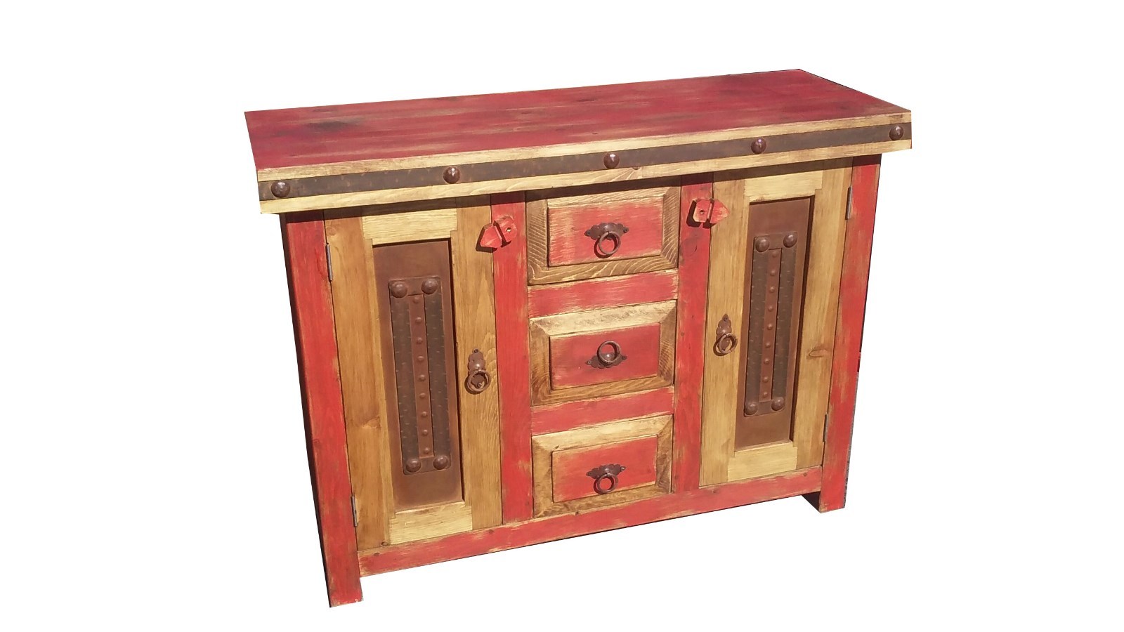 Rustic Reclaimed Wood Metal panel Doors Bathroom Vanity